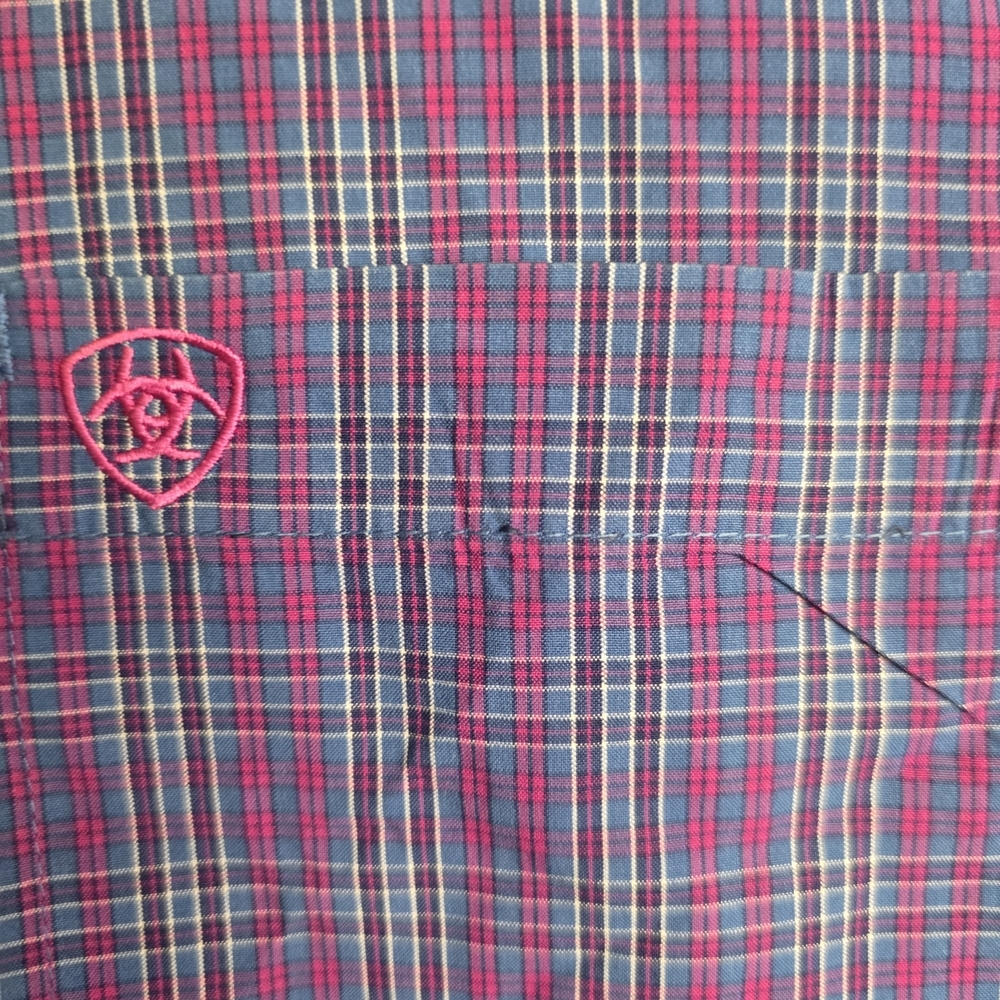 Ariat Pro Series Men's Purple Plaid Button Down Long Sleeve Shirt Sz Medium - Picture 6 of 9